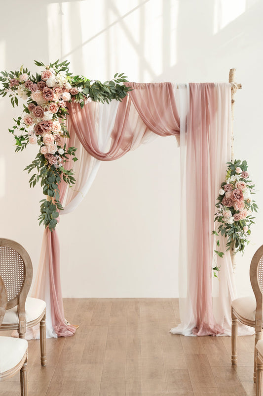 Flower Arch Decor with Drapes in Dusty Rose & Cream